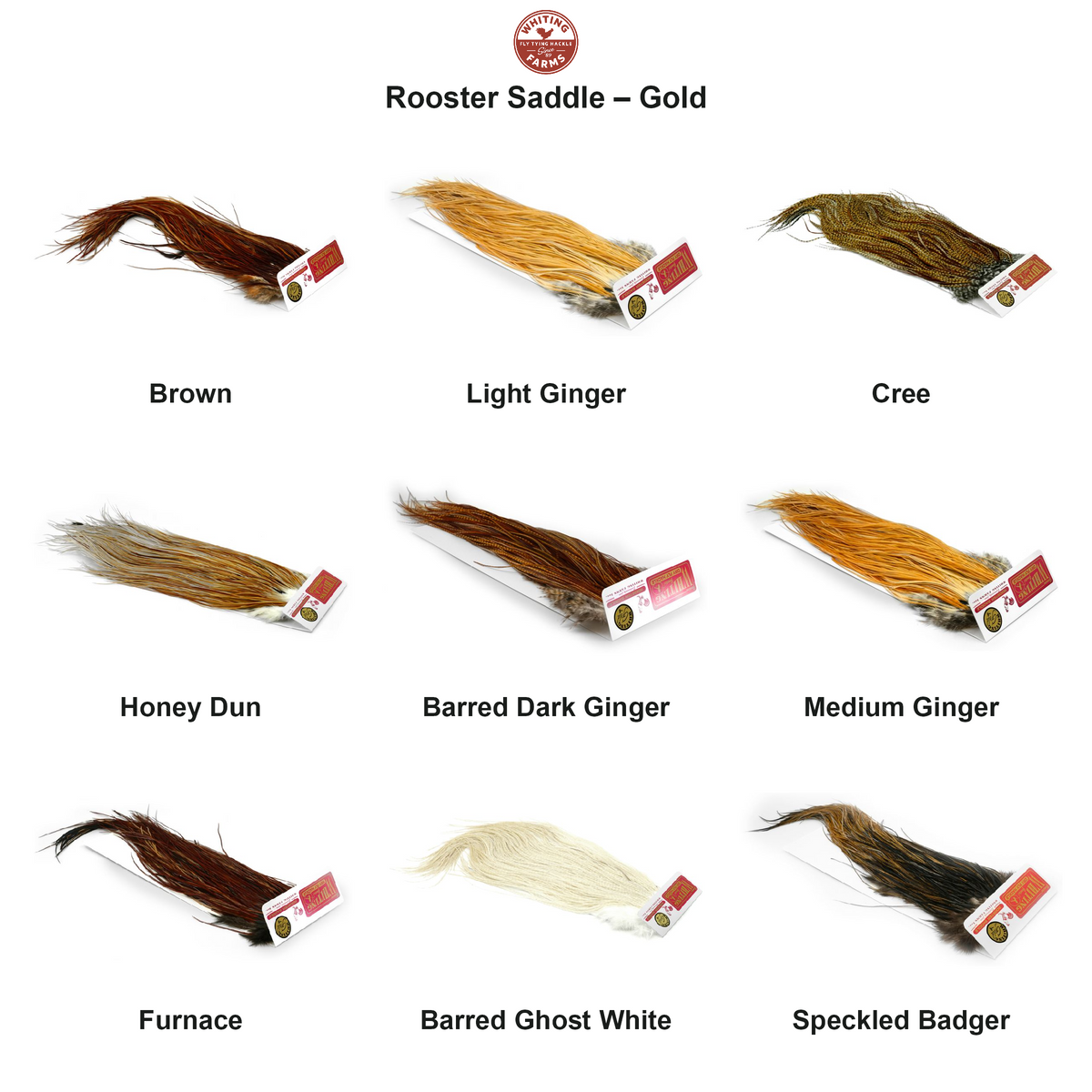 Farveoversigt – Whiting Rooster Saddle – Gold