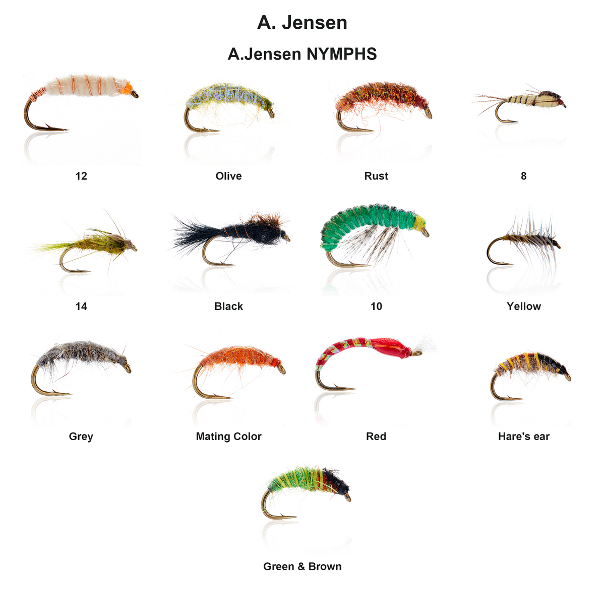 Farveoversigt – A.Jensen NYMPHS