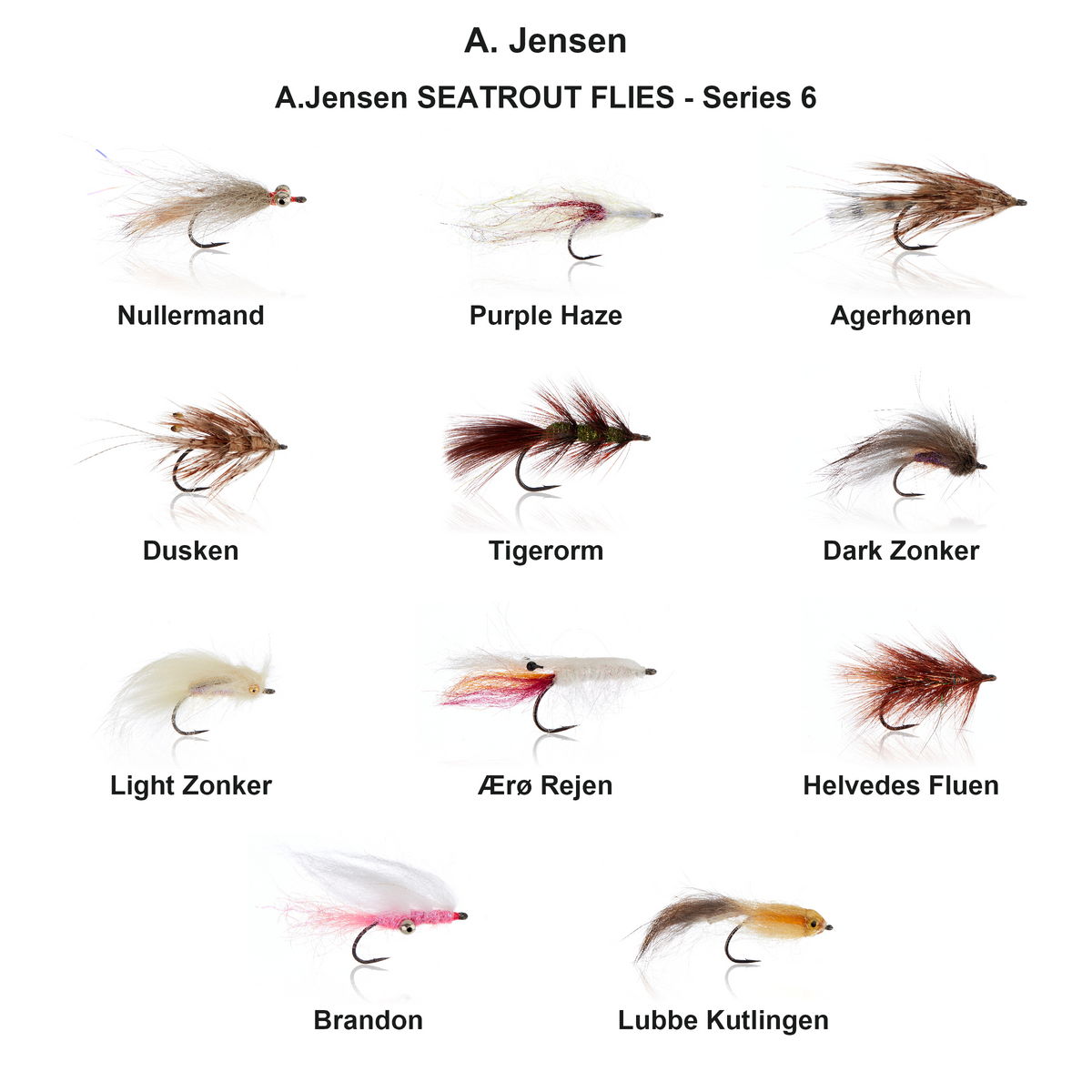 Farveoversigt – A.Jensen SEATROUT FLIES - Series 6