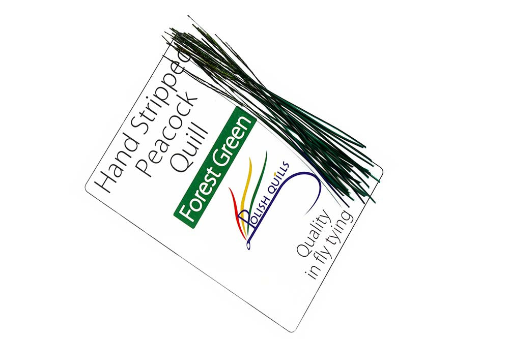 Hand Stripped Peacock Quill - Green